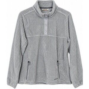 Orvis Mesa Fleece Pullover Women’s L Gray Fleece Plush Waffle Grid Quarter Snap
